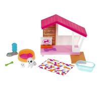 Barbie Mobilier coffret d’intérieur pour poupée avec niche pour chien, chienne, son chiot et accessoires, jouet pour enfant