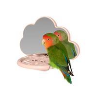 Jouet miroir pour hauteur de tonalité - Miroir avec support pour perroquet - Miroir de cage avec mangeoire pour perruches, nymphes, oiseaux, décoration et divertissement