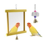 Jouet Miroir pour Poules,Jouet a Picorer en Bois avec Clochette et Pierres a Aiguiser pour Le Bec des Poules,Coqs et Perroquets,pour Poulailler,Jardin et Intérieur