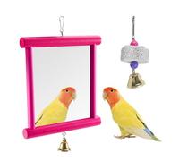 Jouet Miroir pour Poules,Jouet a Picorer en Bois avec Clochette et Pierres a Aiguiser pour Le Bec des Poules,Coqs et Perroquets,pour Poulailler,Jardin et Intérieur