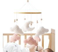 Jouet mobile pour lit de bébé - Décoration à suspendre en peluche - Nuages - Pour chambre d'enfant - Jouet suspendu en peluche douce - Stimulation visuelle douce - Aide au sommeil apaisante - Pour