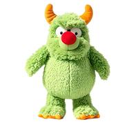 Jouet Monstre en Peluche Vert avec 30 cm de Hauteur et Cornes Orange, Animal en Peluche Doux avec Nez Rouge pour décoration de Chambre d'enfant et Jeu interactif