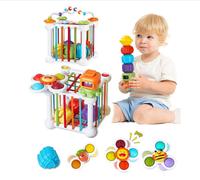 Jouet Montessori 1 an, Trieur de Formes pour Bébé, avec 3 Jouets à Ventouse et Labyrinthe de Perles, Jouets d'apprentissage Précoce, Jeux d eveil Bebe 12 Mois