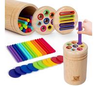 Jouet Montessori de tri et d'empilement - Jouet en bois pour enfants de 1 à 3 ans. Idéal pour développer la motricité fine, la reconnaissance des couleurs et la coordination. Sécuritaire et éducatif.