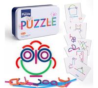 Jouet Montessori DèS 3 Ans, Puzzle en Bois éDucatif, Reconnaissance des Formes Et des Couleurs, GéOboard, BâTonnets Et Anneaux, Jeu d’Apprentissage pour Garçons et Filles Enfants 2 à 7 Ans Cadeau (A)