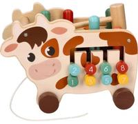 Jouet Montessori - éducatif actif en bois, vache à tirer, naturel