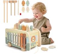 Jouet Montessori en bois - ZUUKO - 7 en 1 - Xylophone - Jeu de pêche magnétique - Jeu de taupe - Engrenages rotatifs