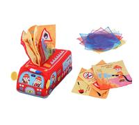 Jouet Montessori éveil Bébé Boîte À Mouchoirs Jouet Sensoriel Boîte à Tissus avec 7 Chiffons de Couleur et 3 Papier Tactile Texturé Jouets Sensoriels Interactive pour Bébés 0-12 Mois
