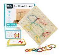 Jouet Montessori Géoboard, Taozoey Planche Geometrique en Bois, Pegboard Jouet avec Cartes de Motifs et Rubber Band, Inspire l'Imagination Créativité Enfant Jouets éducatifs