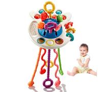 Jouet Montessori, Jeux De Corde À Tirer Bebe Jouets de Dentition Jouet De Stimulation Multisensorielle Jouets Sensoriels en Couleurs Vives pour Travailler La MotricitÉ Fine(Bleu)