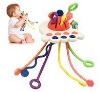 Jouet Montessori, Jeux De Corde À Tirer Bebe Jouets de Dentition Jouet De Stimulation Multisensorielle Jouets Sensoriels en Couleurs Vives pour Travailler La MotricitÉ Fine(Rose)