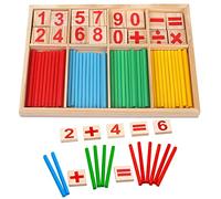 Jouet Montessori Mathématiques,Jeu Numérique Bâtons Bois avec Blocs et Bâtons Comptage, Intelligence Préscolaire Jouets Éducatifs pour Enfants de 3 Ans
