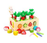 Jouet Multifonctionnel Dès 1 2 3 Ans, Carotte Plug-In Cadeau Jouet En Bois De Tri Puzzle En Bois Récolte De Carottes