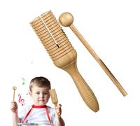 Jouet musical à haut-parleur latin, avec bâton - Jouet éducatif pour adultes et - Instrument musical - Instrument de percussion - Guiro en bois