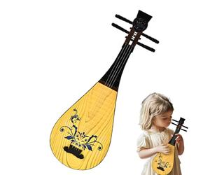 Jouet musical classique Pipa - Luth d'introduction à 4 cordes pour les tout-petits, instrument d'apprentissage de la sensibilisation culturelle, jouet à plumer à tension douce pour le développement se