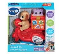 VTech Jouet Press & Go Scooter Rapido – Petit scooter qui roule seul, Livreur de pizza, Dès 1 an