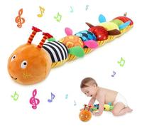 Jouet Musical en Peluche pour bébé,Jouet en Peluche avec Chenille hochet,Cadeau de Noël pour garçon Fille 3-6-12-18 Orange