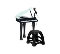 Jouet musical piano électronique - tabouret, micro et support - clavier 37 touches, effet lumineux, nombreux modes - PP noir