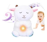 Jouet Musical pour Dormir en Forme d'agneau, Aide au Sommeil avec lumières Musicales, Mouvement de Respiration Rythmique, Jouet en Peluche Doux à Respiration harmonique, Animal en Peluche