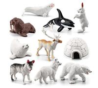 Jouet ours polaire, 10 figurines d'animaux, jouets cognitifs réalistes, figurines arctiques de simulation, jouet d'apprentissage arctique de bureau pour garçons et filles, animaux en plastique
