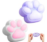 Jouet Patte de Chat Anti Stress, 2 Pièces Taba Squishy, Squishy Patte de Chat, Süße Softe Katzenpfoten Quetschspielzeuge, pour Enfants et Adultes Idéal pour Relaxation et Fête(Blanc + Violet)