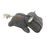 D&D Home, Jouet élégant Corduroy Emmy 30x14 cm Gris, Rembourrage 100% Polyester, Finition raffinée - Oreilles en Fourrure, avec Squeaker dans la Trompe pour Encore Plus de Plaisir de Jeu, pour Chiens