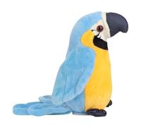 Jouet Perroquet en Peluche Parlant Mignon de Dessin animé, Répétez n'importe Quel Apprentissage de Langue, Secouez la Tête, Chantez, Tissu Confortable Idéal pour Stimuler Les Enfants à (Blue)