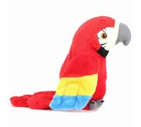Jouet Perroquet en Peluche Parlant Mignon de Dessin animé, Répétez n'importe Quel Apprentissage de Langue, Secouez la Tête, Chantez, Tissu Confortable Idéal pour Stimuler Les Enfants à (Rouge)