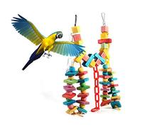 Jouet Perroquets en Bois Mâcher Perchoir Oiseaux Jouet Cage Morsure Balançoire Perchoir Suspendu