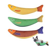 Jouet Poisson pour Chat, 3 Jouets Poissons À La Cataire pour Chaton Et Chat, Jouet Souple Nettoyant Les Dents et Compagnon avec Son Froissé pour Toutes Tailles, Jeu Intérieur et Extérieur