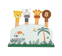 Small Foot Jeu d'encastrement Animaux sauteurs « Safari », avec 4 Figurines d'animaux à Faire Sauter, Jouet d'éveil pour Enfants à partir de 3 Ans, 12758