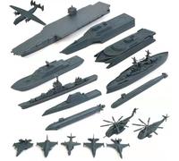 Jouet Porte-Avions, 17 pièces en Plastique, Jouets Militaires Comprenant Un Avion de Chasse à Petite échelle, des cuirassés, Un sous-Marin et Plus Encore pour garçons et Filles