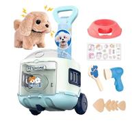 Jouet pour Animaux De Compagnie en Peluche - Figure De Jeu d'animaux, Chiot en Peluche | Playage Électronique Plays Companion, Mignon Baby Gift Kids Birthday Cadeau avec des Accessoires De Chariot De