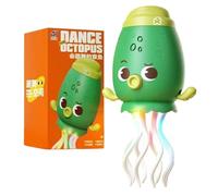 Jouet pour bébé, pieuvre, électrique, automatique, rechargeable, avec lumière LED et musique, divertissement interactif pour le développement sensoriel de bébé, cadeaux d'anniversaire (Basic B - vert)