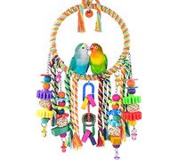 Jouet pour cage à oiseaux - Couleur vive - Perchoir à suspendre - Perles en bois - Blocs à mâcher pour perruche calopsitte