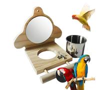 Jouet pour cage à oiseaux, perchoir miroir, perchoir à oiseaux, perchoir interactif, jouet multifonction 14 x 13 x 10 cm pour inséparables, perruches et conures