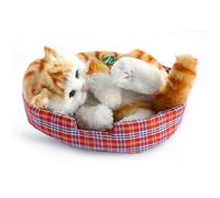 Jouet pour chat 2026 - Simulation d'un ornement de chaton à fourrure qui miaule réaliste sur le lit - Décoration de voiture - Ornements mignons de chat qui miaulent le jouet de poupée - Cadeaux pour
