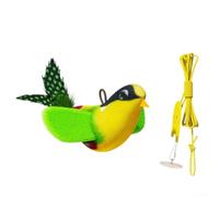 Jouet pour chat avec corde de suspension élastique, plumes réalistes et herbe à chat à l'intérieur pour s'engager et pour une expérience de jeu durable (vert)