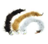 Jouet pour chat balle à hochet avec queue en plumes mélange de couleurs 45 cm