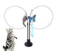 Jouet pour chat - Double tête - Bâton à ressort - Kit amusant pour chat avec boucle fixe et ventouse - Bâton de pêche pour chat