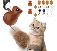 Jouet pour chat écureuil sautant rechargeable, jouet interactif pour intérieur, levage automatique irrégulier, jouet avec cloche et crochet (2 pièces)