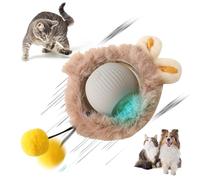Jouet pour chat électrique interactif avec housse en peluche, balles pour chat rechargeable par USB, jouet pour chat, auto-occupation, balle roulante automatique pour chat et chien (C)