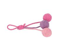 Jouet pour Chat en Boule de Sisal, Boule de Sisal de Chat Suspendue Colorée 3 Boules Colorées à Mâcher Danger Ornement Cordon Interactif pour Animaux de Compagnie Utilisation Intérieure (Rose Rose