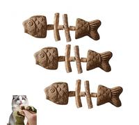 Jouet pour chat en forme d'arête de poisson,jouet à l'herbe à chat,pour prendre soin de la santé dentaire de votre chat,avec des fonctions ludiques,convient aux chatons et aux chats adultes (3Marron)