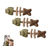 Jouet pour chat en forme d'arête de poisson,jouet à l'herbe à chat,pour prendre soin de la santé dentaire de votre chat,avec des fonctions ludiques,convient aux chatons et aux chats adultes (3Mixte)