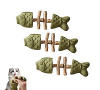 Jouet pour chat en forme d'arête de poisson,jouet à l'herbe à chat,pour prendre soin de la santé dentaire de votre chat,avec des fonctions ludiques,convient aux chatons et aux chats adultes (3Vert)