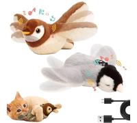 Jouet pour chat en forme de moineau, ailes battantes qui ne volent pas, jouet pour chat d'intérieur, jouet interactif pour chaton ou petit chien, activé par le toucher, rechargeable (2 pièces-A)