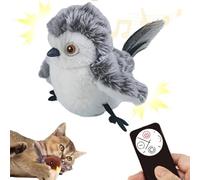 Jouet pour chat en forme d'oiseau volant avec ailes battantes, oiseaux sautants, oiseaux qui volent, jouets pour chats battants, avec queue en plumes (chouette des neiges)