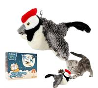 Jouet pour chat en forme d'oiseau volant interactif avec ailes battantes, simulation de moineau électrique qui secoue, jouet électrique interactif pour chaton ou petit chien (noir)