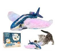 Jouet pour chat en forme d'oiseau volant interactif avec ailes battantes, simulation de moineau électrique qui secoue, jouet électrique interactif pour chaton ou petit chien (argenté)